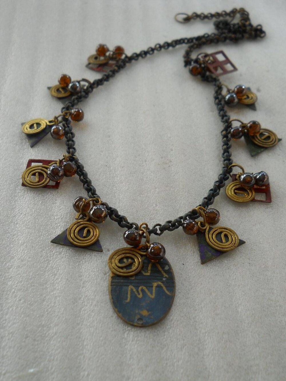 Mixed Metal Charm Necklace 1030